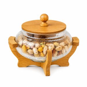 شکلات خوری درب دار کویین شیشه ابگز پایه چوبی