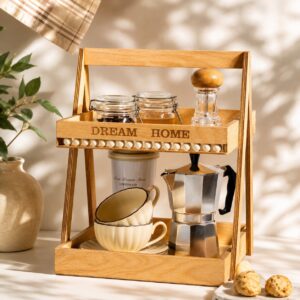 استند مهره دار 2 طبقه چوبی مربع