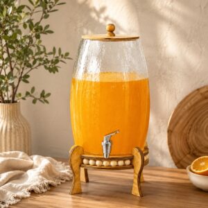 کلمن شیشه ای پایه چوبی مهره دار ویکتوریا