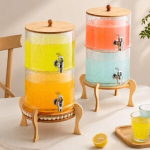 کلمن شیشه ابگز پایه چوبی 2 طبقه لوتوس