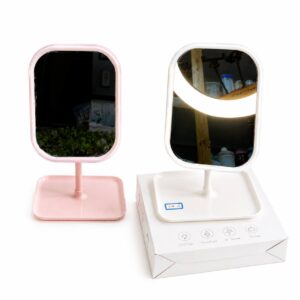 آینه رو میزی لمسی LED دار 3 حالته مستطیل سفید